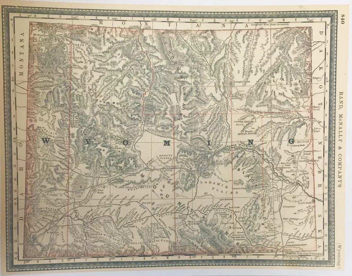 1880 Wyoming Territory Map - Oversize