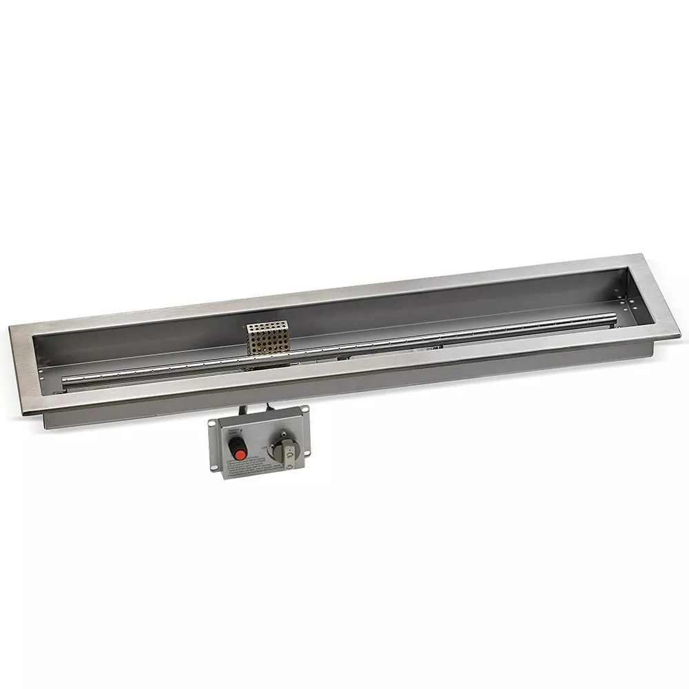 36″ x 6″ Stainless Steel Linear Drop-in Fire Pit Pan With Electric Ignition System kit, CSA Certified
