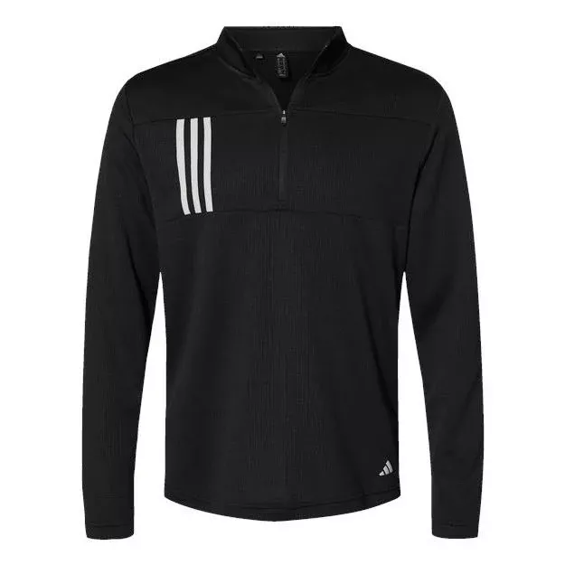 Adidas Men's 3-Stripes Double-Knit Quarter-Zip Pullover
