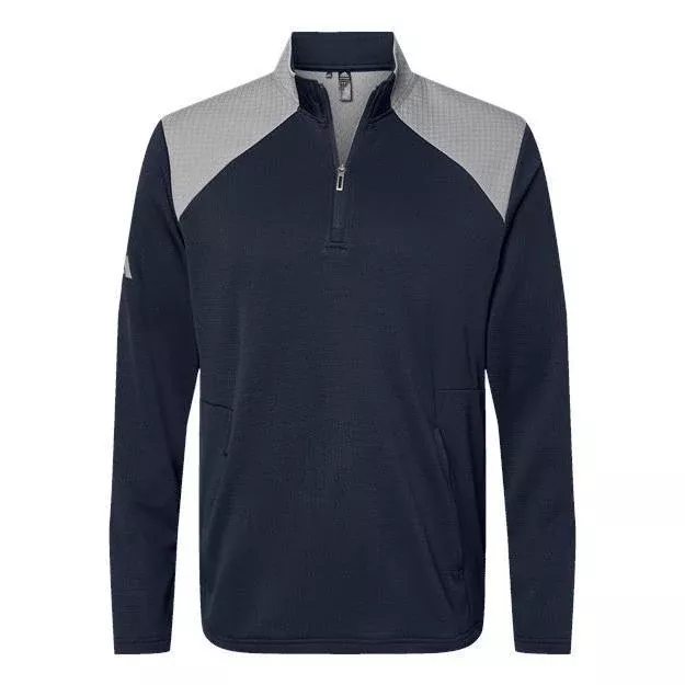 Adidas - Men's Textured Mixed Media Quarter-Zip Pullover