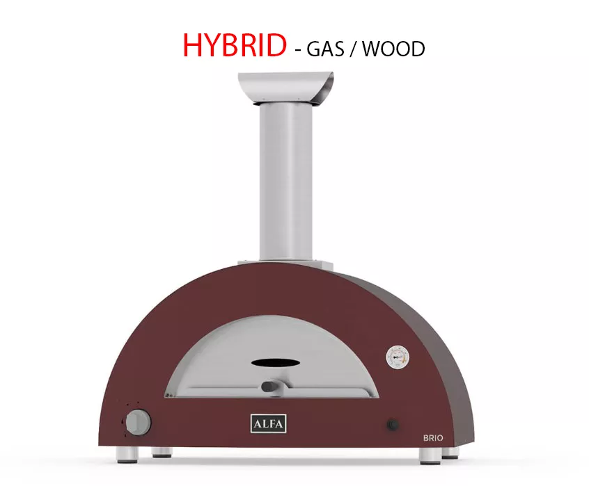 Alfa Brio 27-Inch Outdoor Propane Gas Pizza Oven – Antique Red / Top only or Freestanding