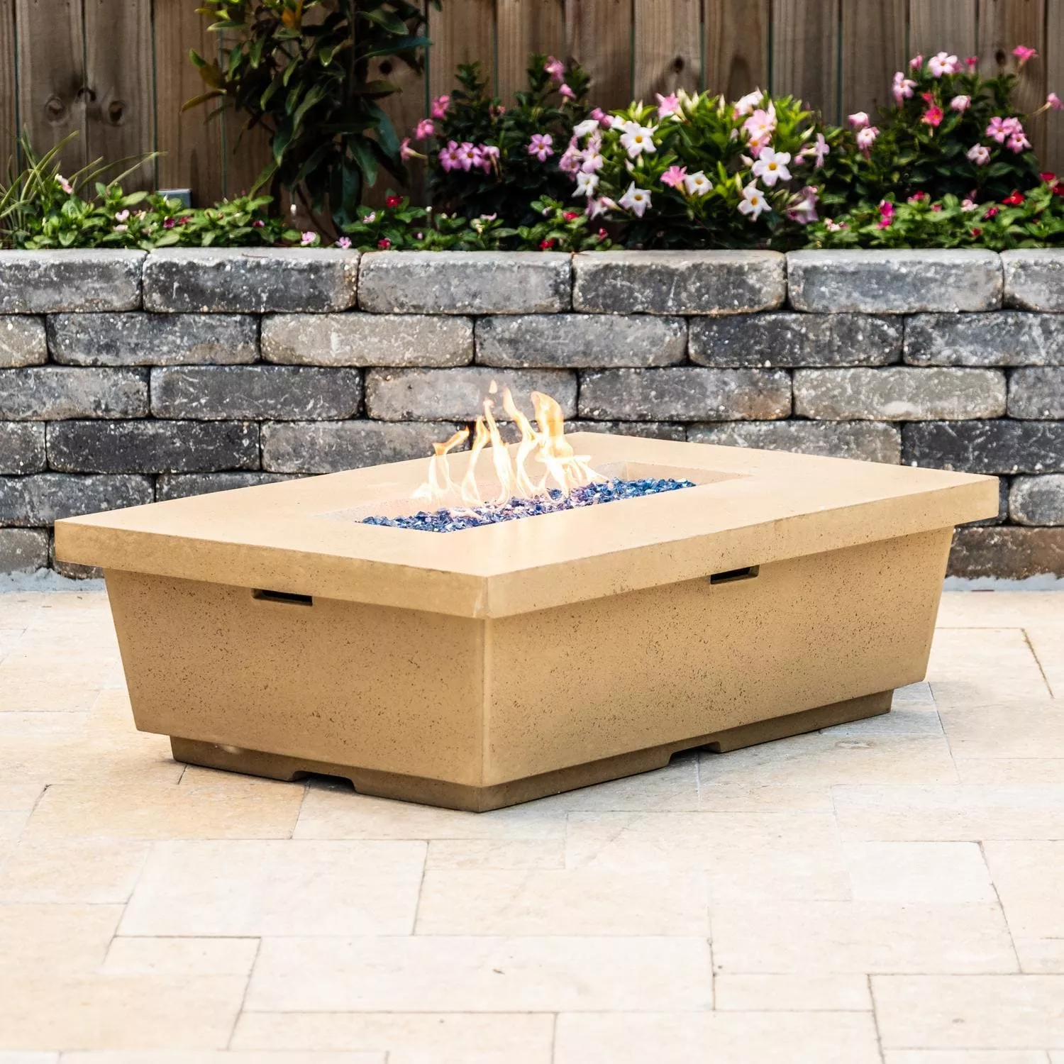 American Fyre Designs Contempo 52" Rectangular Natural Gas Firetable - Cafe Blanco - 783-CB-11-M4NC