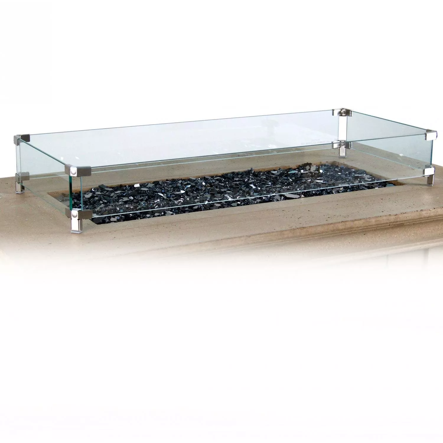 American Fyre Designs Glass Wind Guard For Rectangular Fire Tables