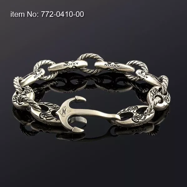 Axion Solid Sterling Silver Anchor Bracelet