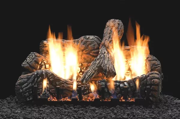 Charred Oak Ceramic Fiber Log Set, 4-Piece