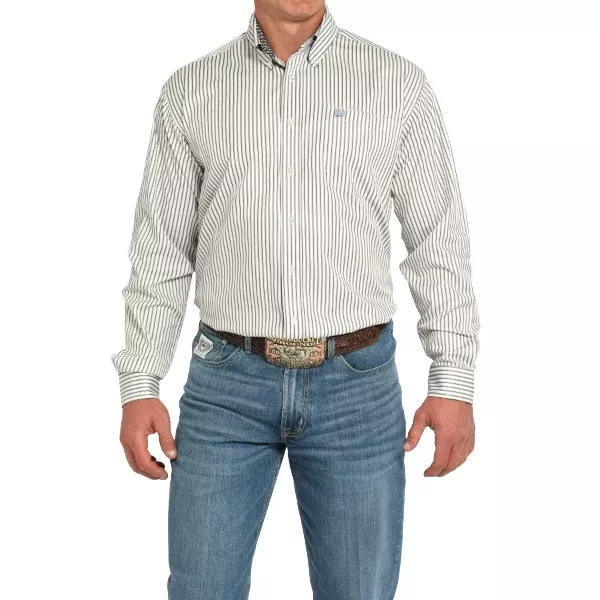 Cinch Men's Striped Cream Button Down Shirt
