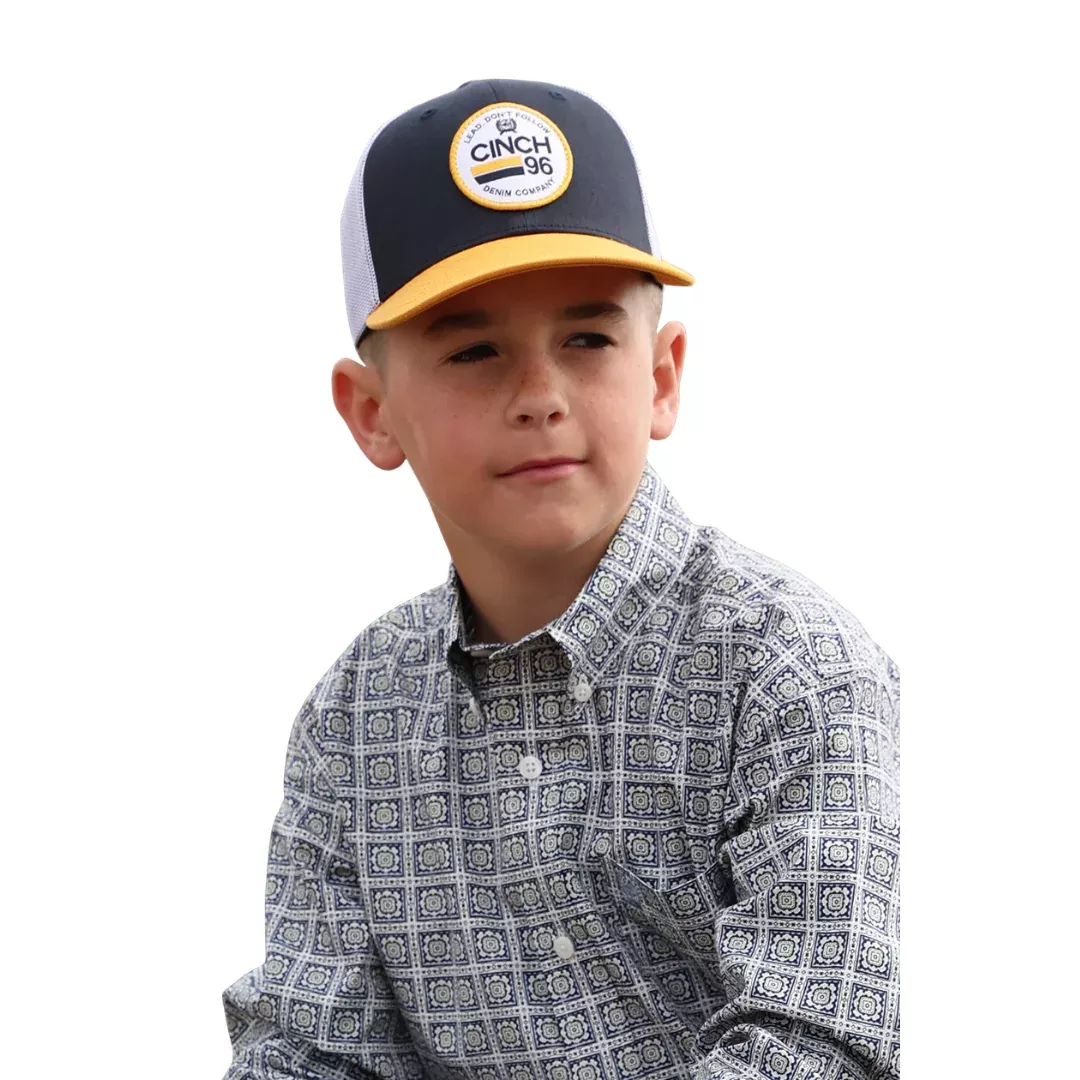 Cinch Youth Boy's Navy Logo Patch Trucker Hat