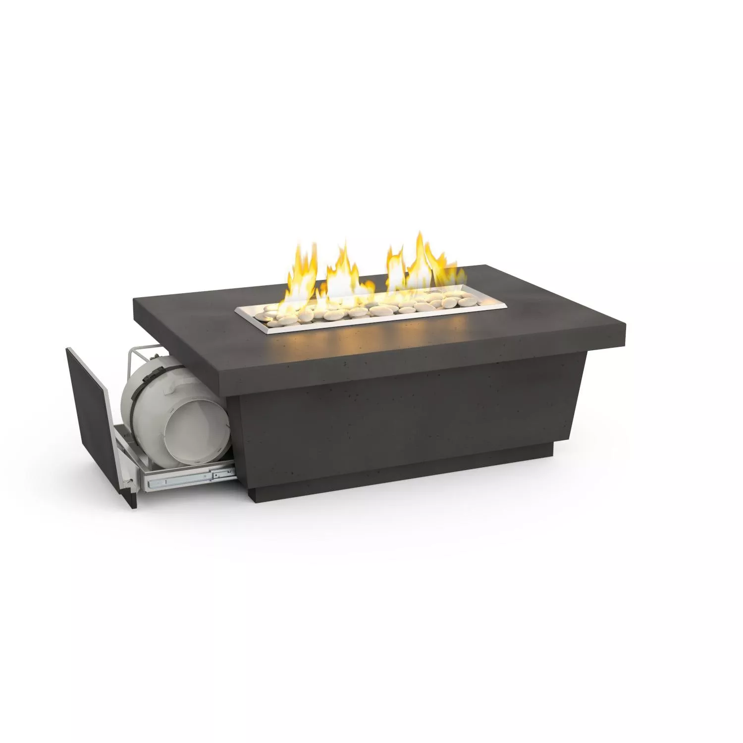 Contempo LP Select 52 Inch Rectangular GFRC Propane Fire Pit Table in Black Lava by American Fyre Designs