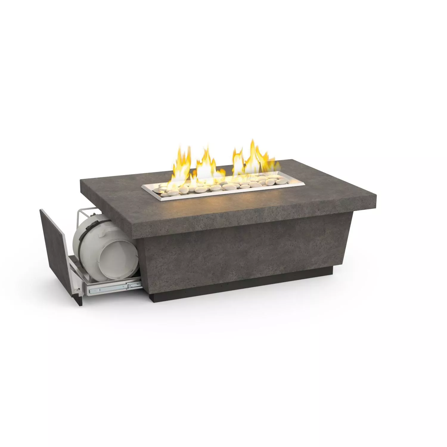 Contempo LP Select 52 Inch Rectangular GFRC Propane Fire Pit Table in Dark Basalt by American Fyre Designs