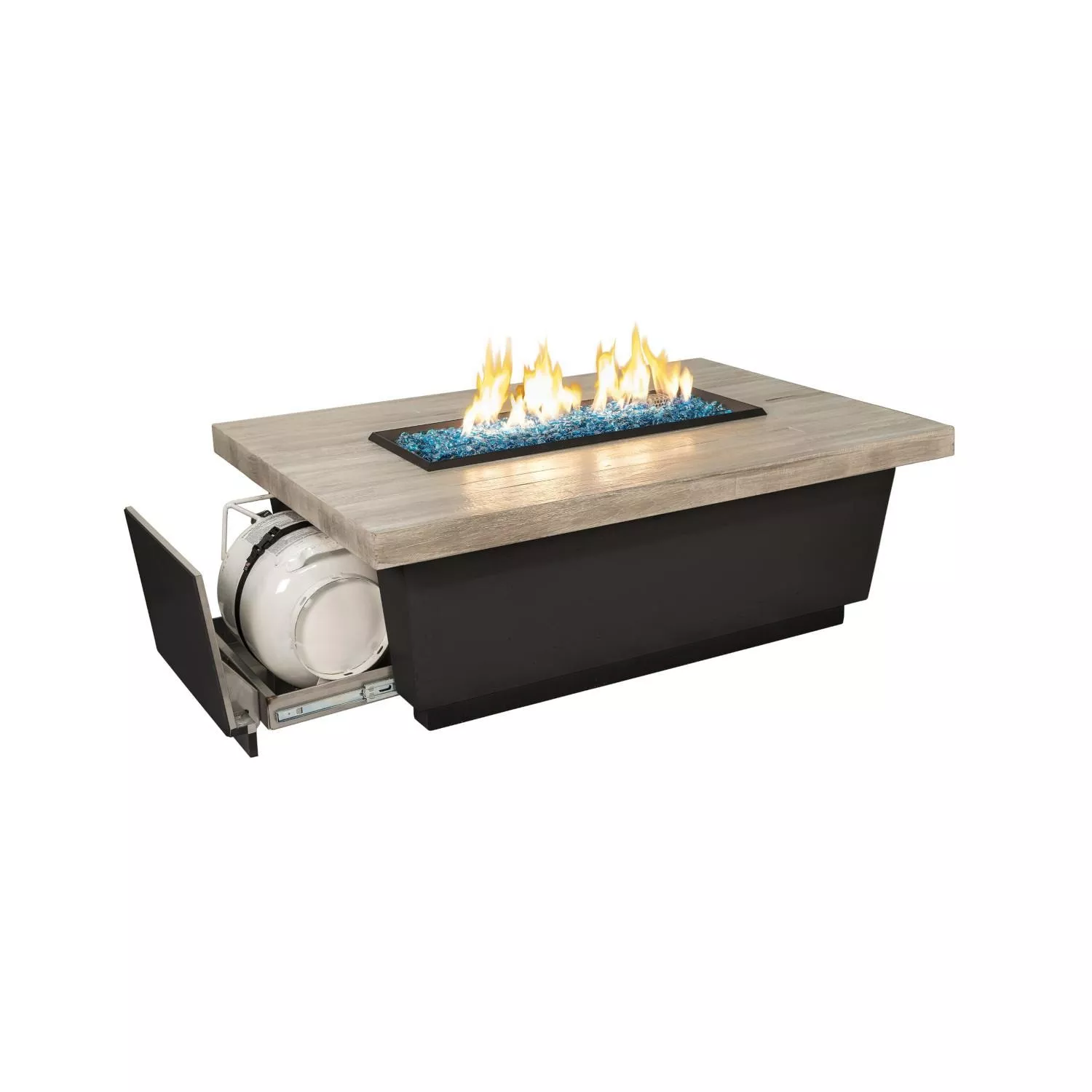 Contempo LP Select 52 Inch Rectangular GFRC Propane Fire Pit Table in Silver Pine by American Fyre Designs