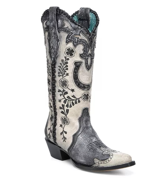 Corral Boots Horseshoe Overlay Grey White A4864
