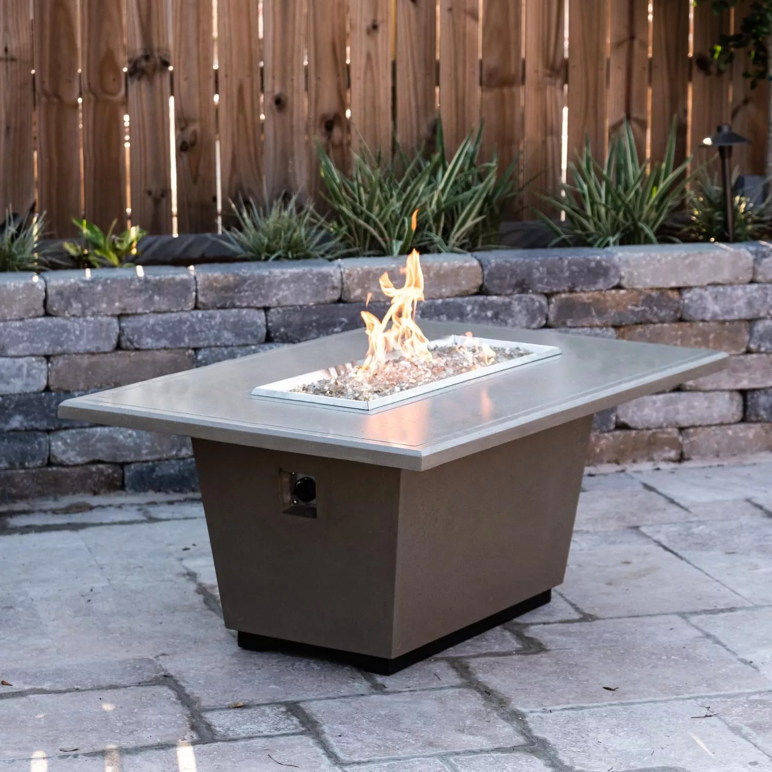 Cosmopolitan 52 Inch Rectangular GFRC Natural Gas Fire Pit Table in Smoke by American Fyre Designs