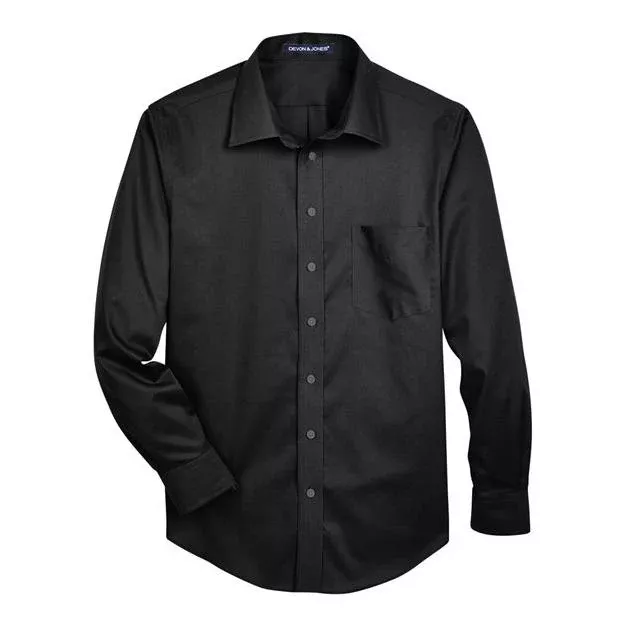 Devon & Jones Men's Crown Collection Solid Stretch Twill Woven Dress Shirt