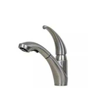 E2 Stainless Solid Stainless Steel Hot & Cold Water Gooseneck Faucet w/ Single Lever Water Control, Pull Out Sprayer and Selectable Spray Patterns - KPS3033C/Clarkson