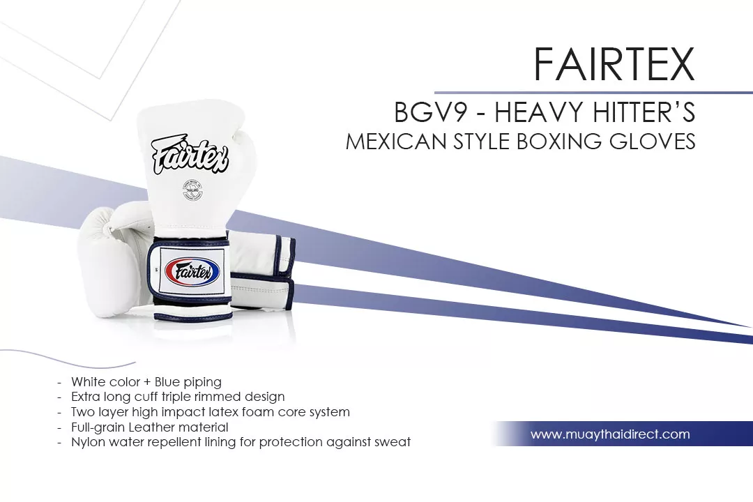 Fairtex BGV9 Heavy Hitter’s Gloves – Mexican Style Boxing Gloves – Black + Yellow