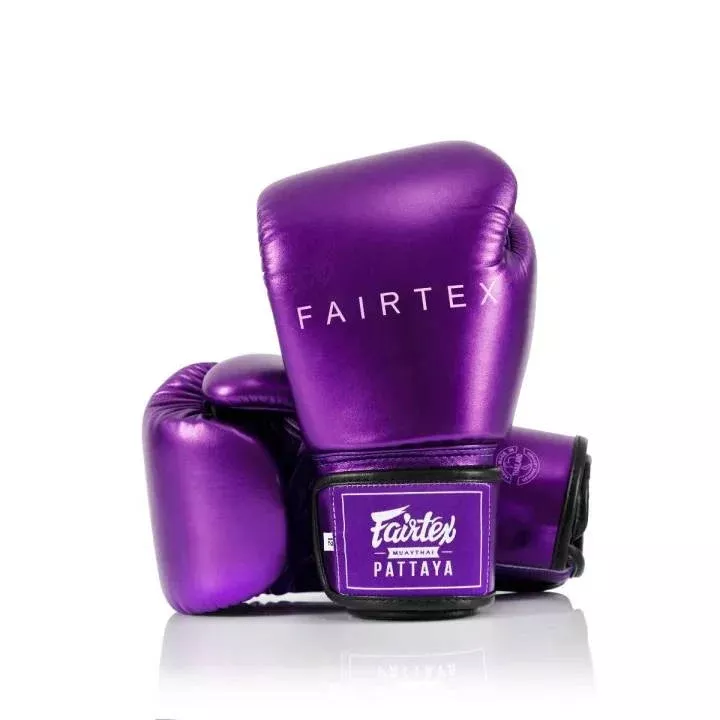 Fairtex - Velcro Boxing Gloves - Metallic Design - Purple