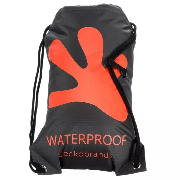 Gecko Brands Waterproof Drawstring Backpack/Grey-Orange