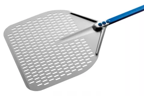 Gi.Metal Azzurra Rectangular Perforated Aluminum Pizza Peel — 59-Inch Handle