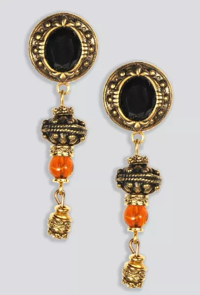 Handmade Onyx & Amber Earrings