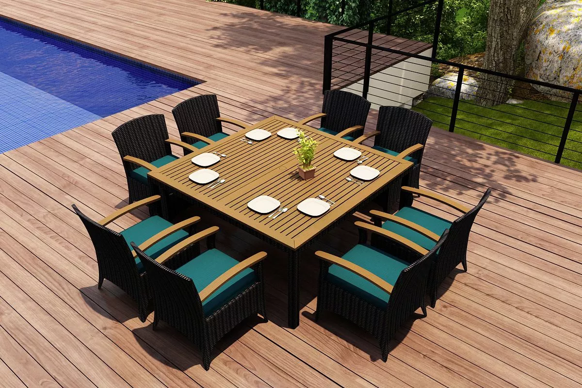 Harmonia Living – Arbor 9 Piece Arm Square Dining Set