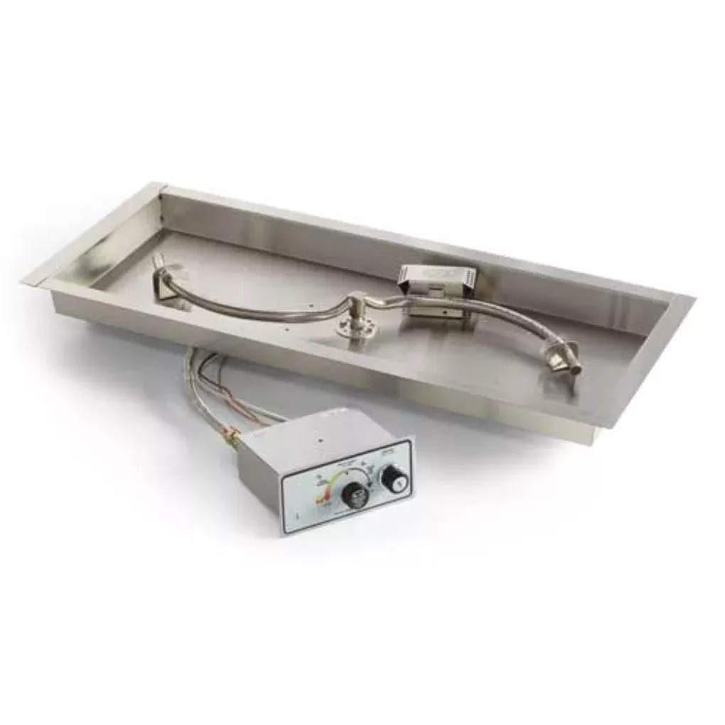 HPC Fire Rectangle S-Burner Bowl Pan Fire Pit Insert FPPK42X14-S-FLEX-ST