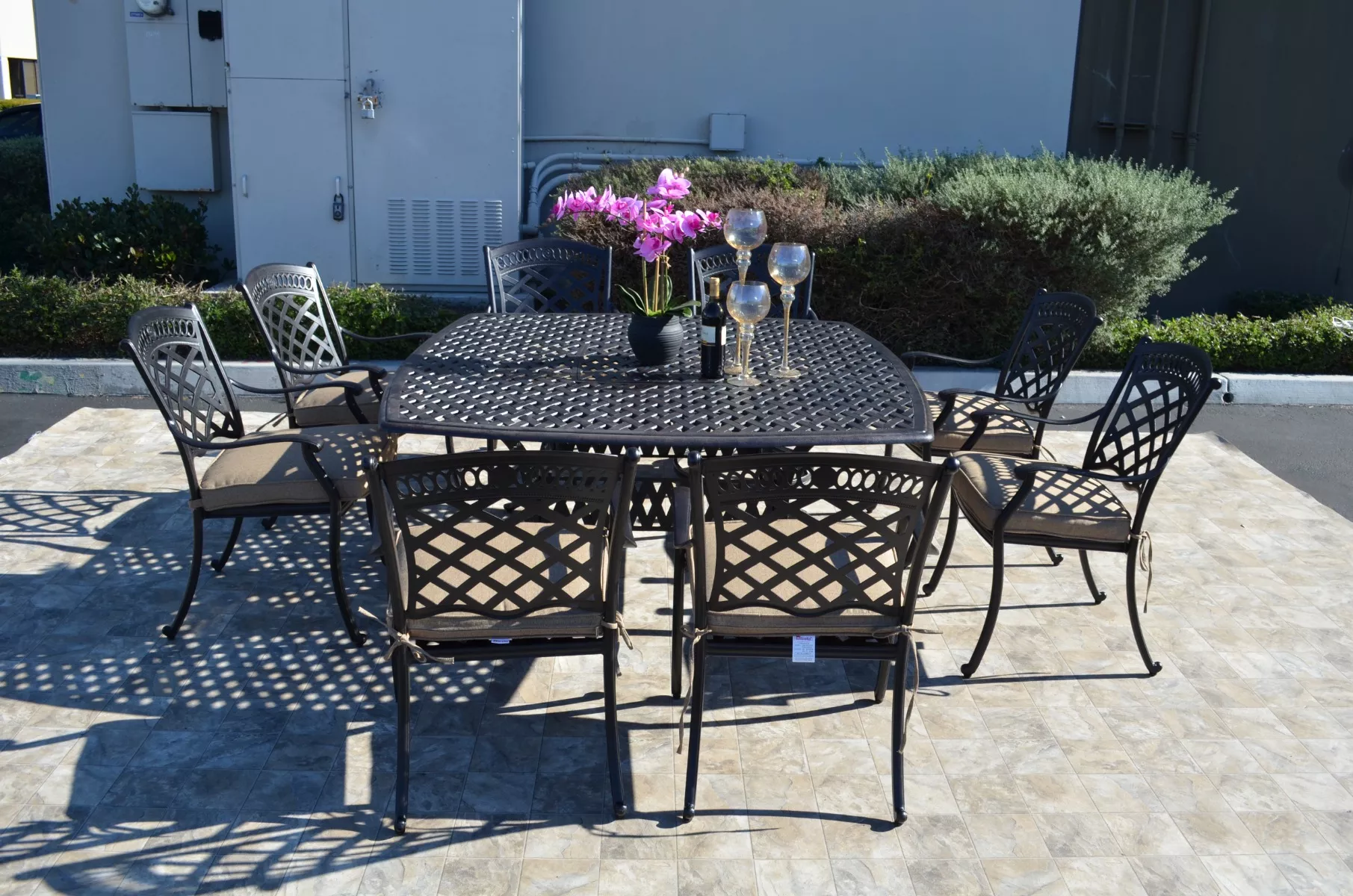 KB St. Augustine 9 Piece Dining Set : 8 Dining Chairs, 1 Square Dining Table 29'' H x 64'' W x 64'' L - 8-LD1571-1 + LD777A-64