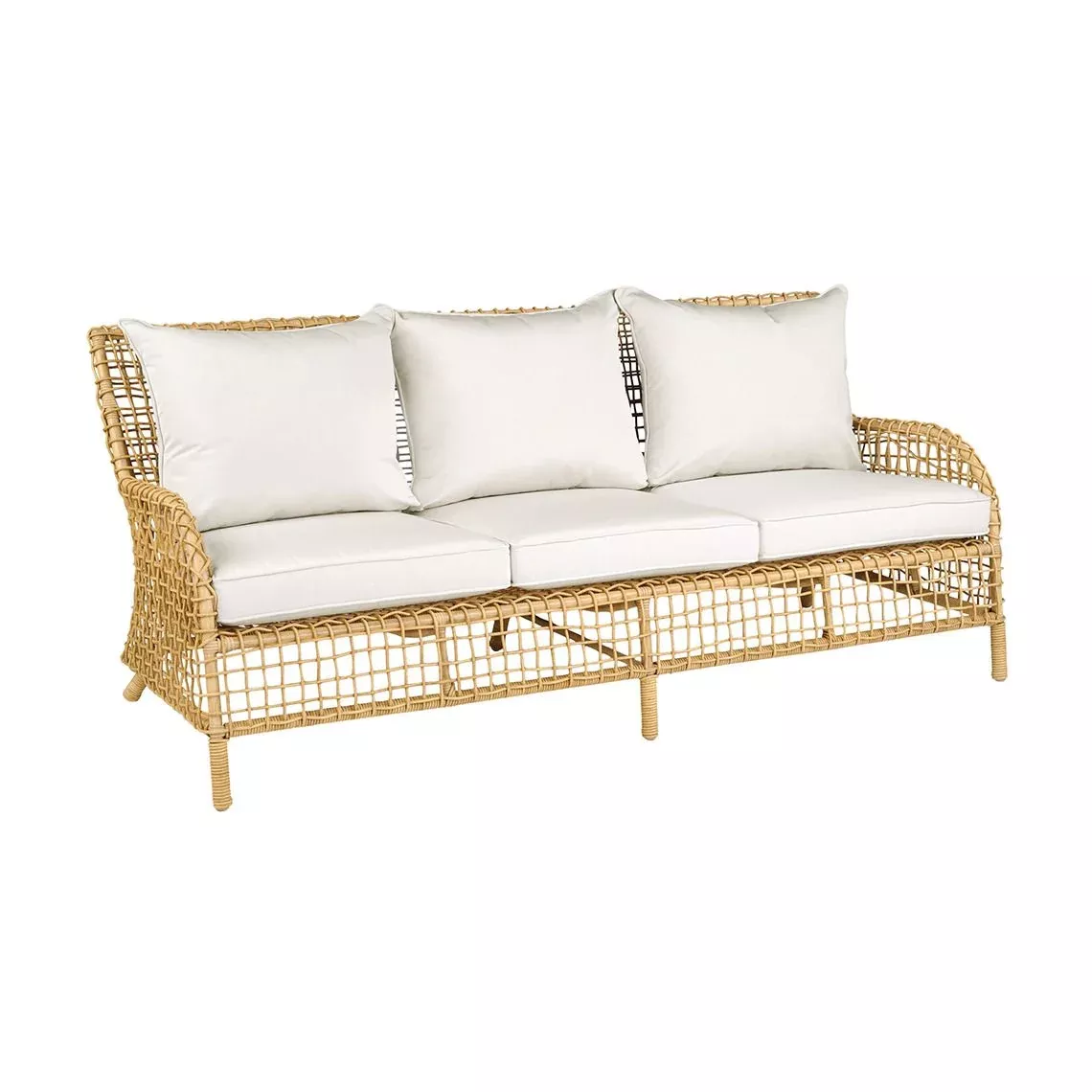 Kingsley Bate Charlotte Hand-Painted Aluminum and Wicker Three-Seat Deep Seating Sofa
