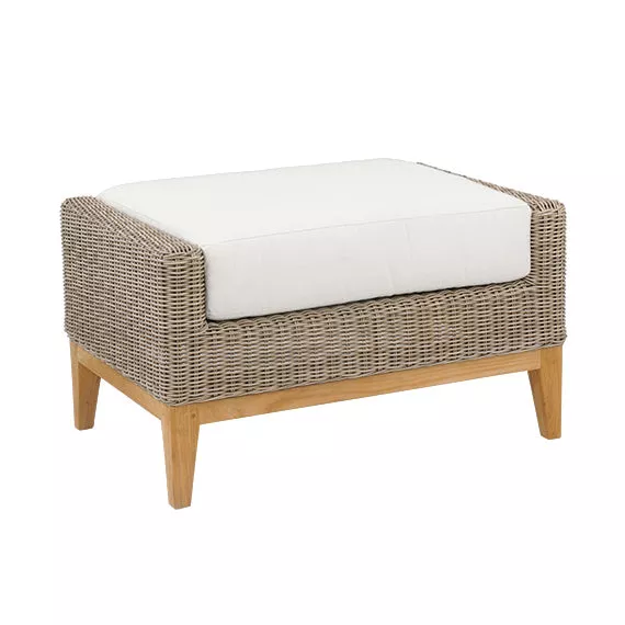 Kingsley Bate Frances Willow Wicker and Teak Deep Seating Ottoman
