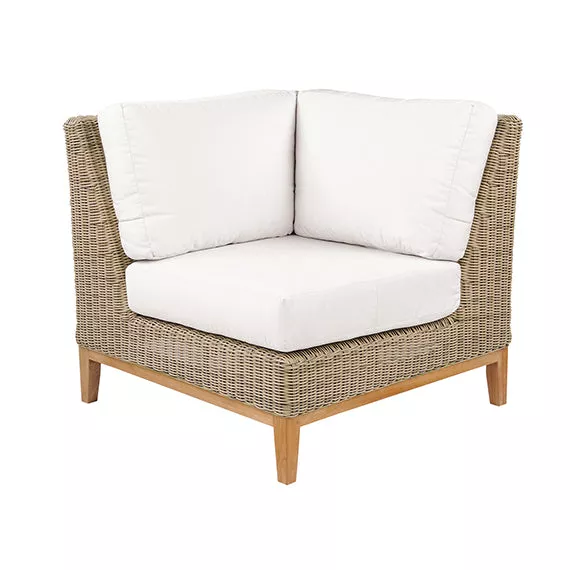 Kingsley Bate Frances Willow Wicker and Teak Sectional Corner Chair
