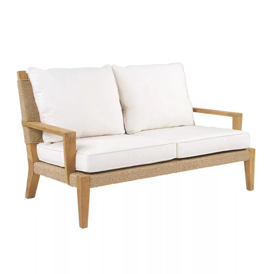 Kingsley Bate Hadley Natural Rope and Teak Deep Seating Settee