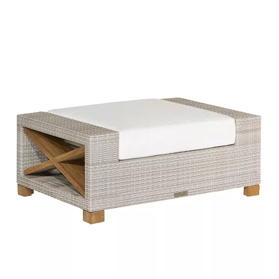 Kingsley Bate Jupiter Wicker and Teak X-Frame Deep Seating Ottoman