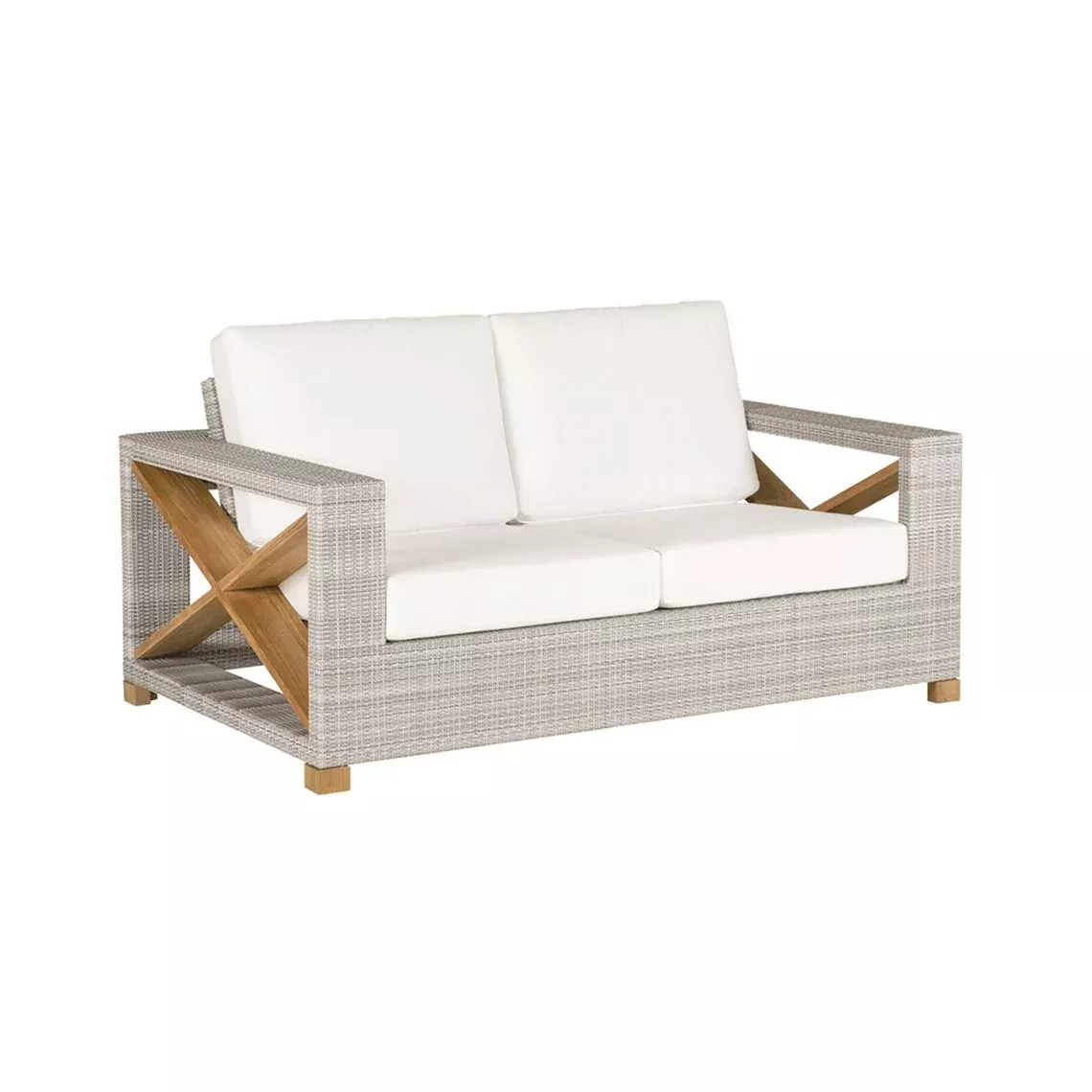 Kingsley Bate Jupiter Wicker and Teak X-Frame Deep Seating Settee