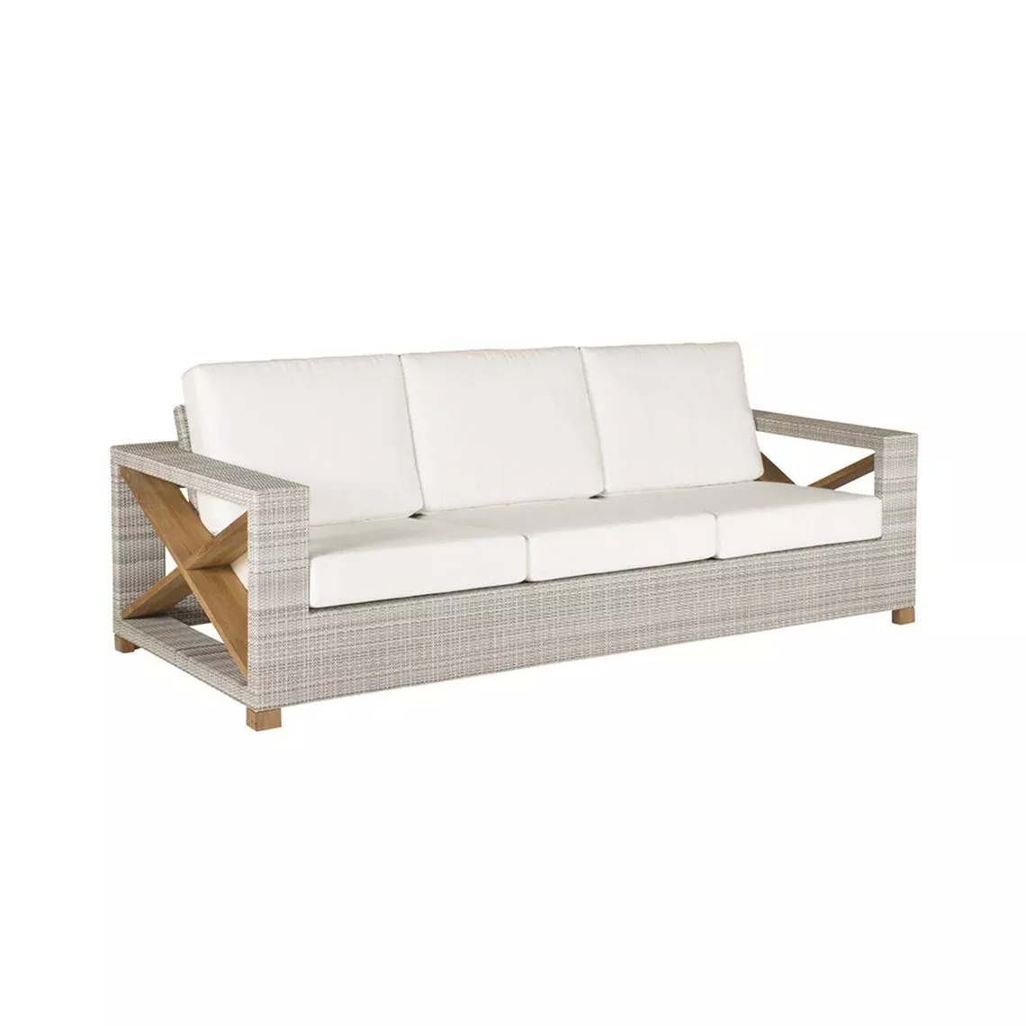 Kingsley Bate Jupiter Wicker and Teak X-Frame Sofa with Frame-Only Option