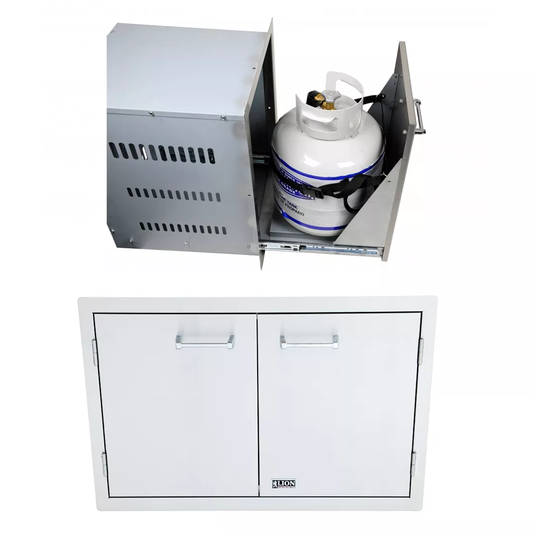 Lion Double Door w/ Towel Rack and Multi Function Bin Package