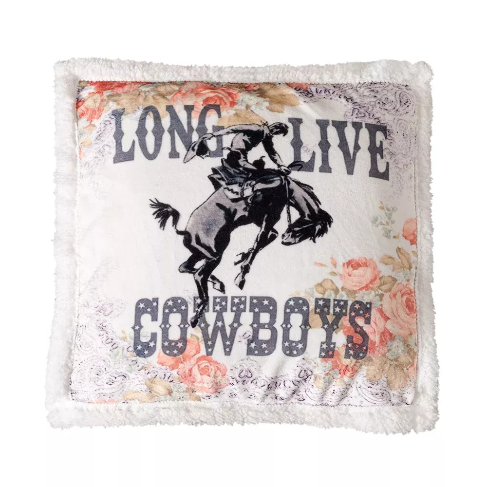 Long Live Cowboys Campfire Sherpa Pillow