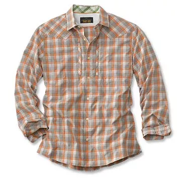 Orvis Men's Middle Fork L/S Shirt/Orange Plaid