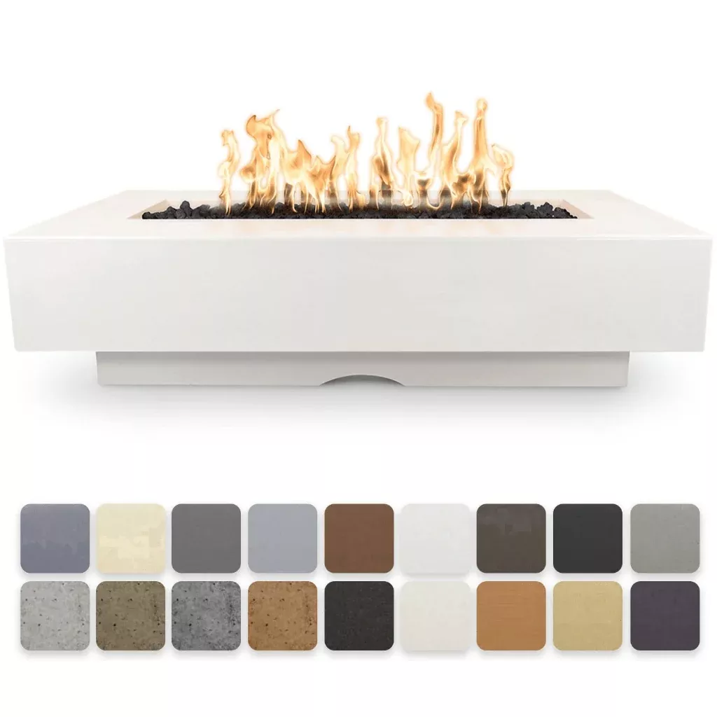 The Outdoor Plus Del Mar GFRC 48" Match Lit Concrete Rectangle Fire Pit Table OPT-CORGFRC48