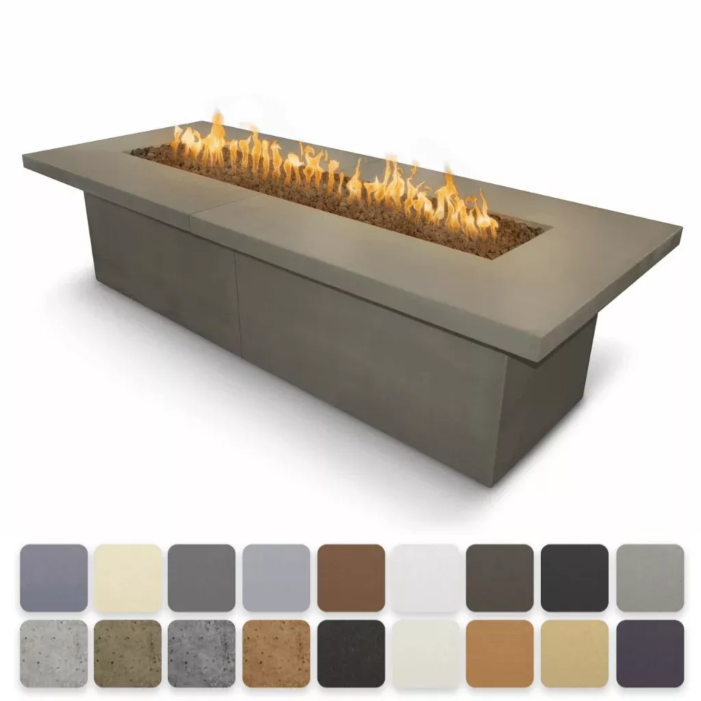 The Outdoor Plus Newport GFRC 120" Match Lit Concrete Rectangle Fire Table OPT-NPTT120