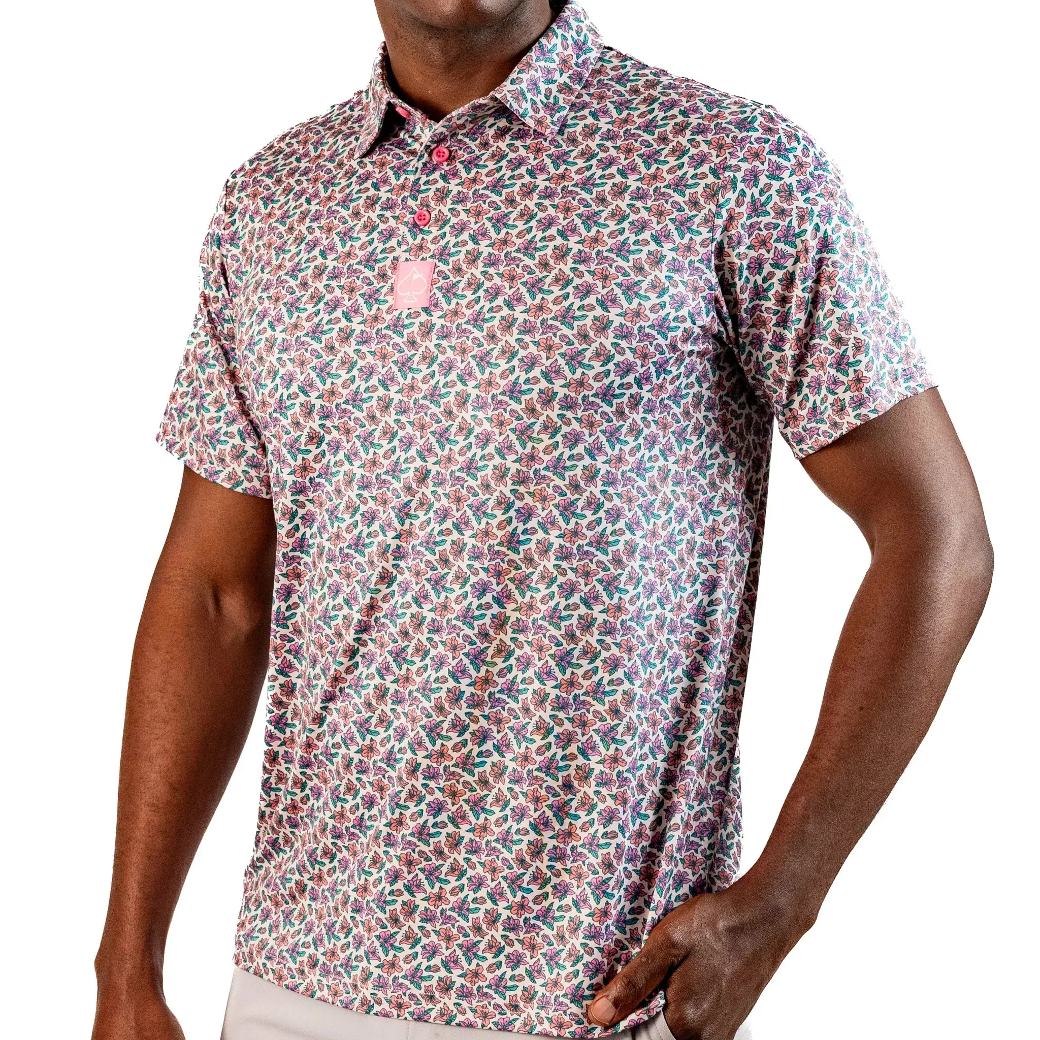 Pins & Aces Men's LIGHT AZALEA Performance Polo