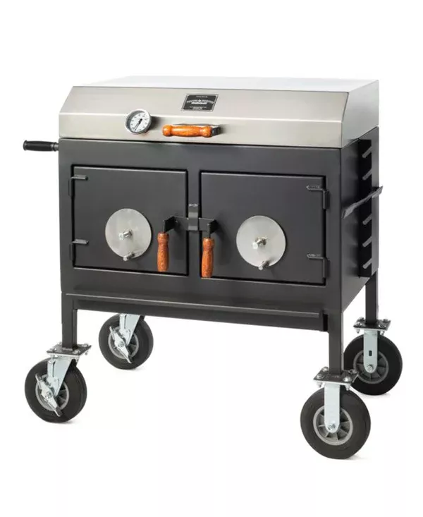 Pitts & Spitts 24" x 36" Adjustable Charcoal Grill (Flat Top)