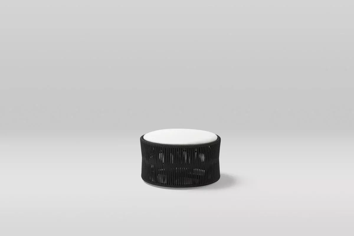 Point Weave Round Outdoor Ottoman