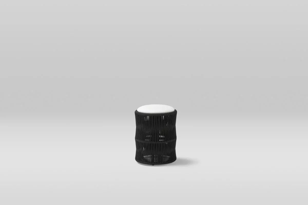 Point Weave Tall Round Outdoor Ottoman