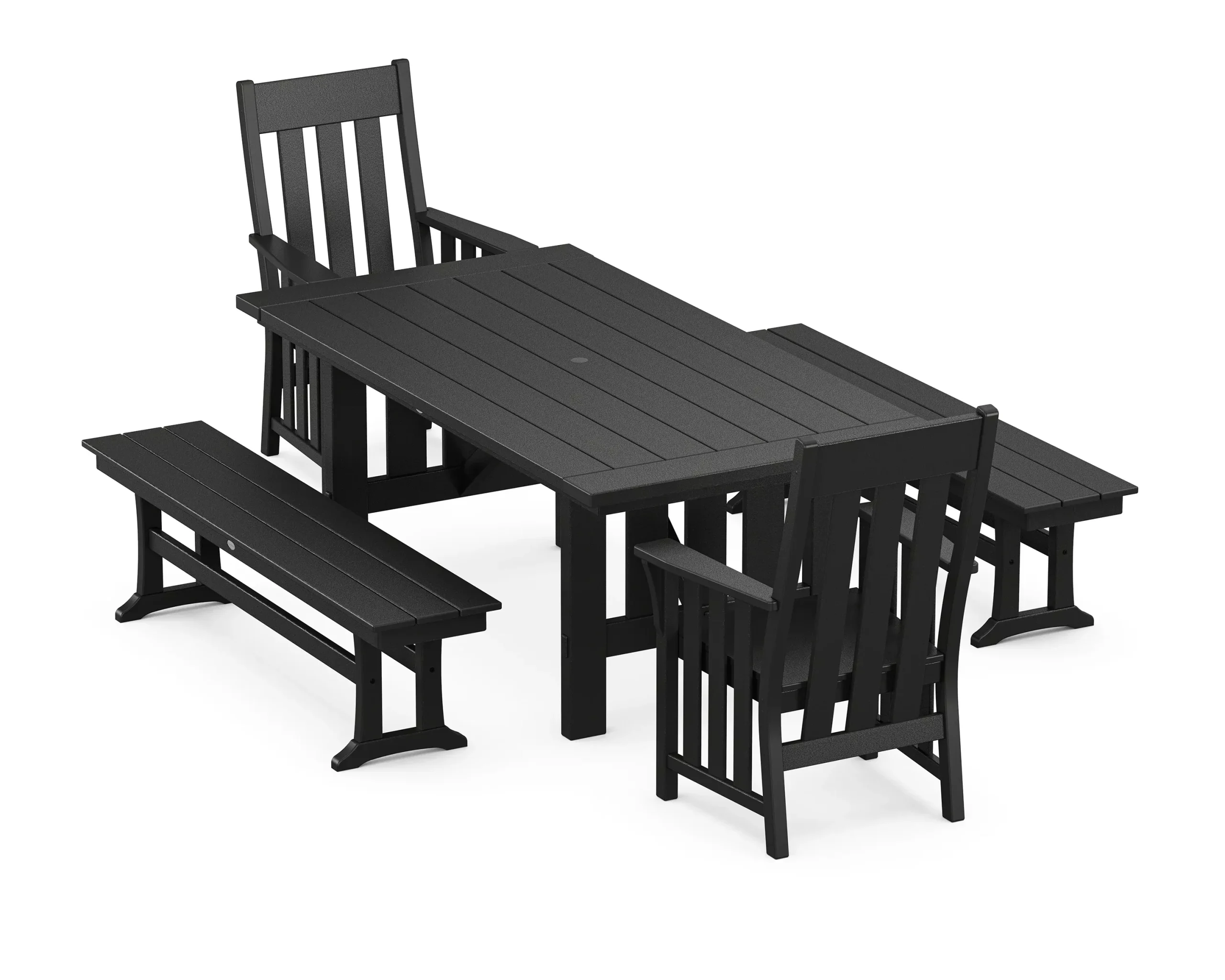 Polywood: Acadia 5-Piece Dining Set with Benches