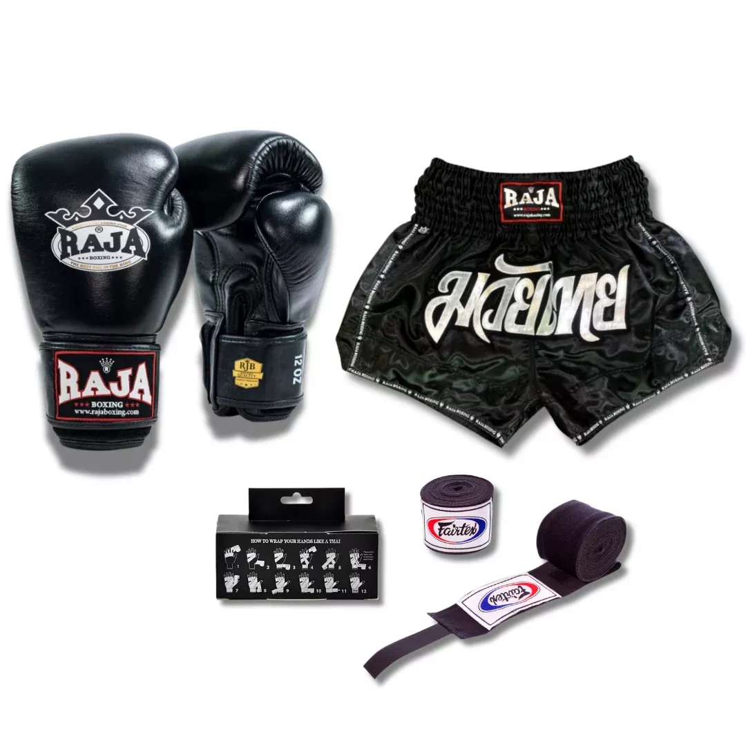 Raja Boxing - Shorts & Gloves - Black