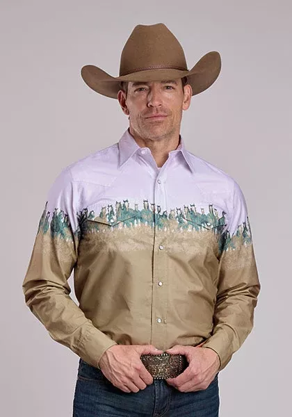 Roper Men's Long Sleeve Run Wild Boarder Shirt