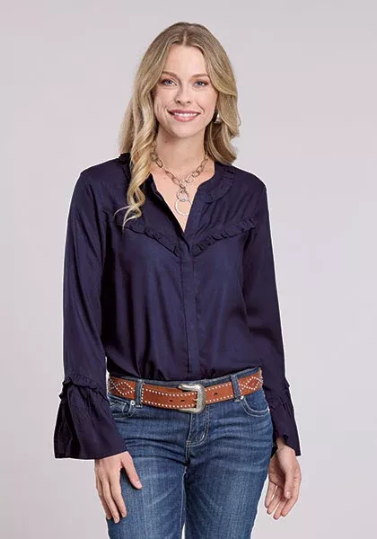 Roper Navy Peasant Blouse