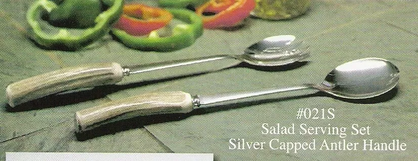 Salad Serving Set with Antler Handles