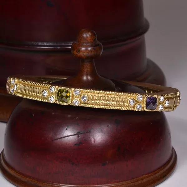 Sleek Bangle with Colored Stones