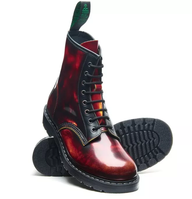 Solovair Flame Rub-Off 8 Eye Derby Boot