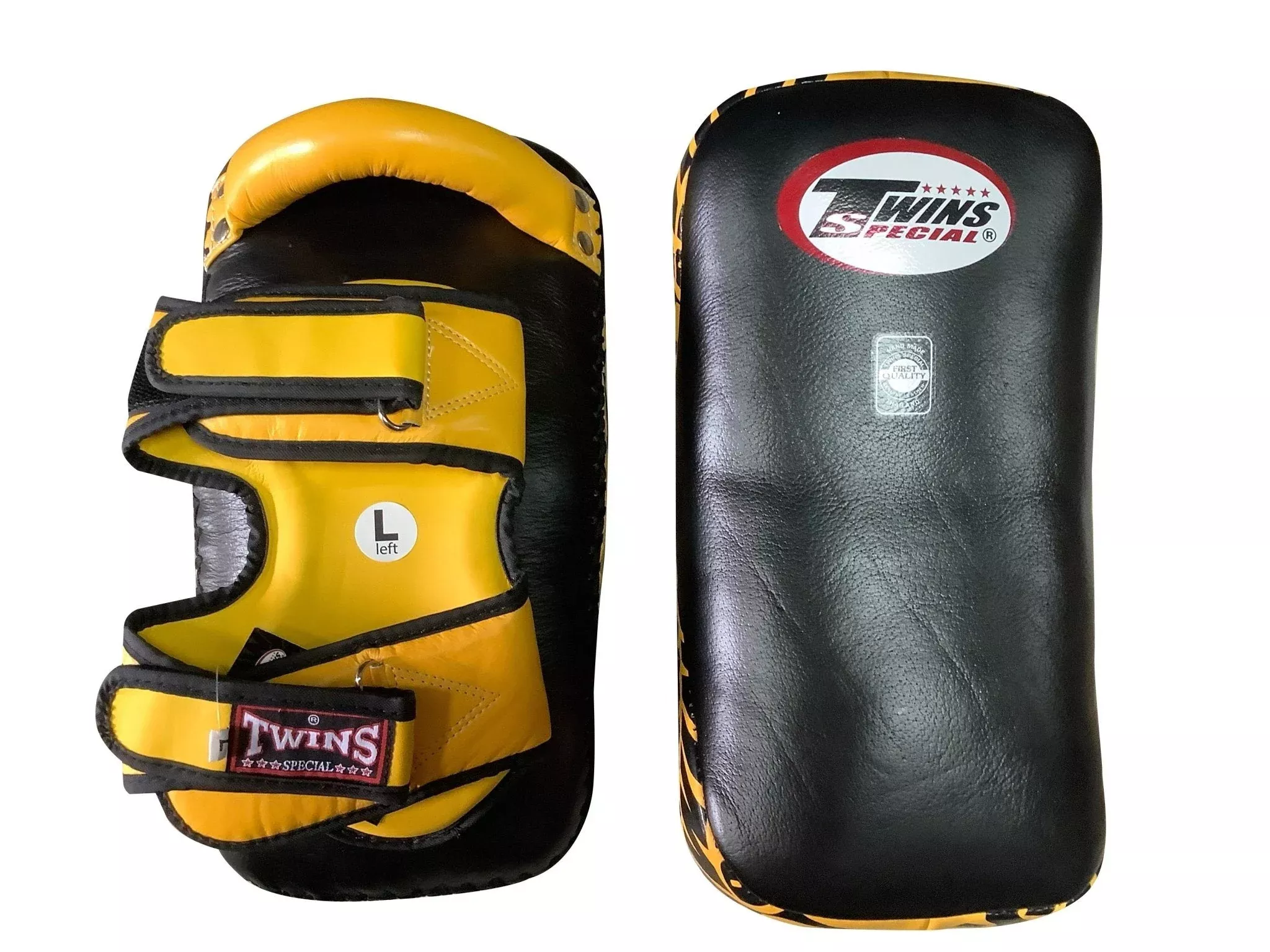 Twins KPL12 Thai Pads – Black Yellow | KickPunchElbow